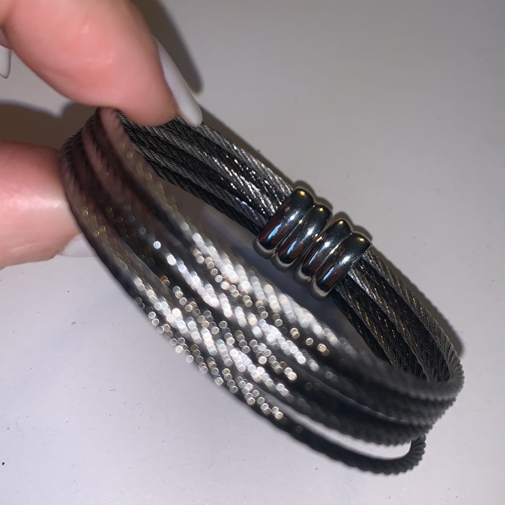 Beautiful Cable Wire Multi Strand Cuff Bracelet - image 6